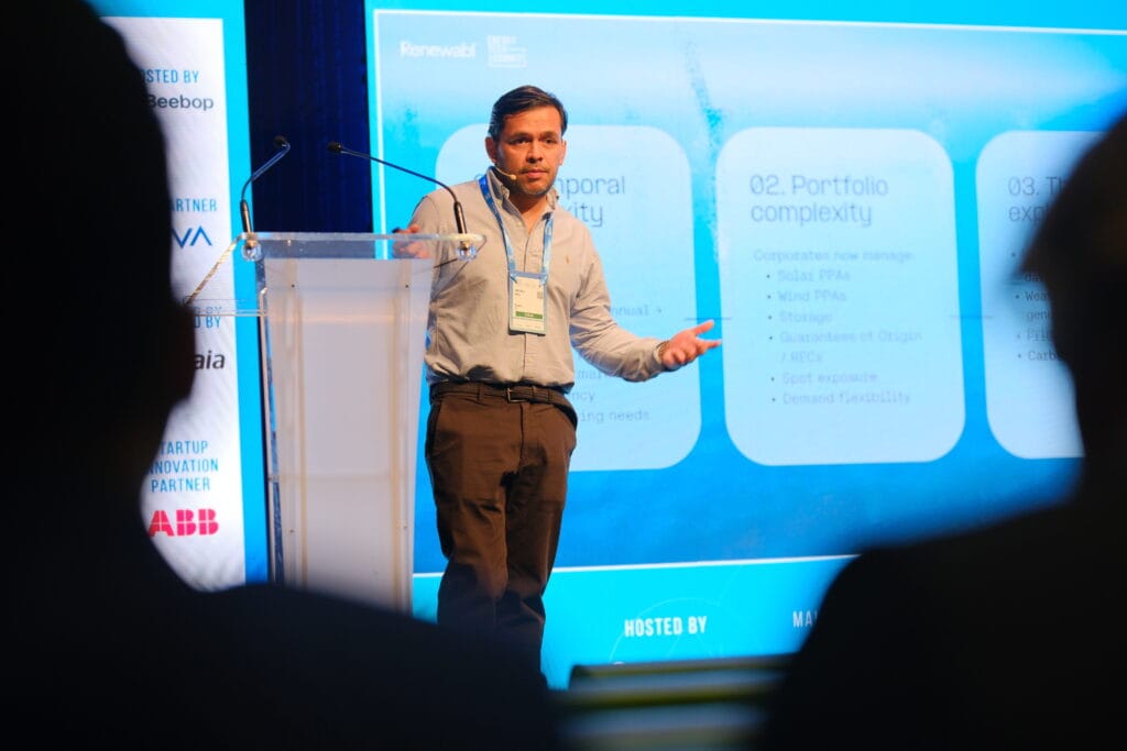 CEO of Renewabl delivering a keynote at Energy Tech Summit.