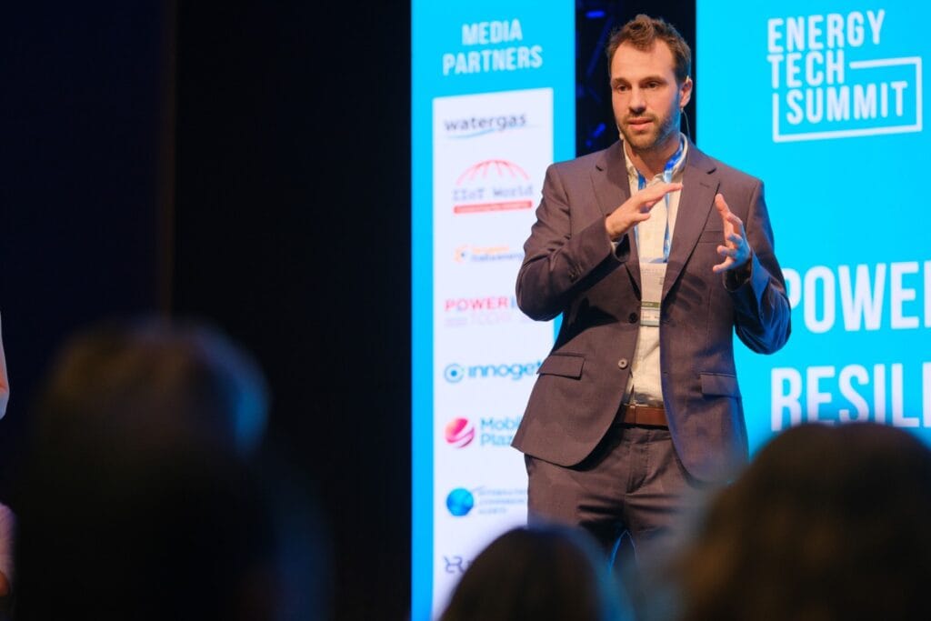ETS2026 pitcher Romain Batby showcasing Inicio to investor jury