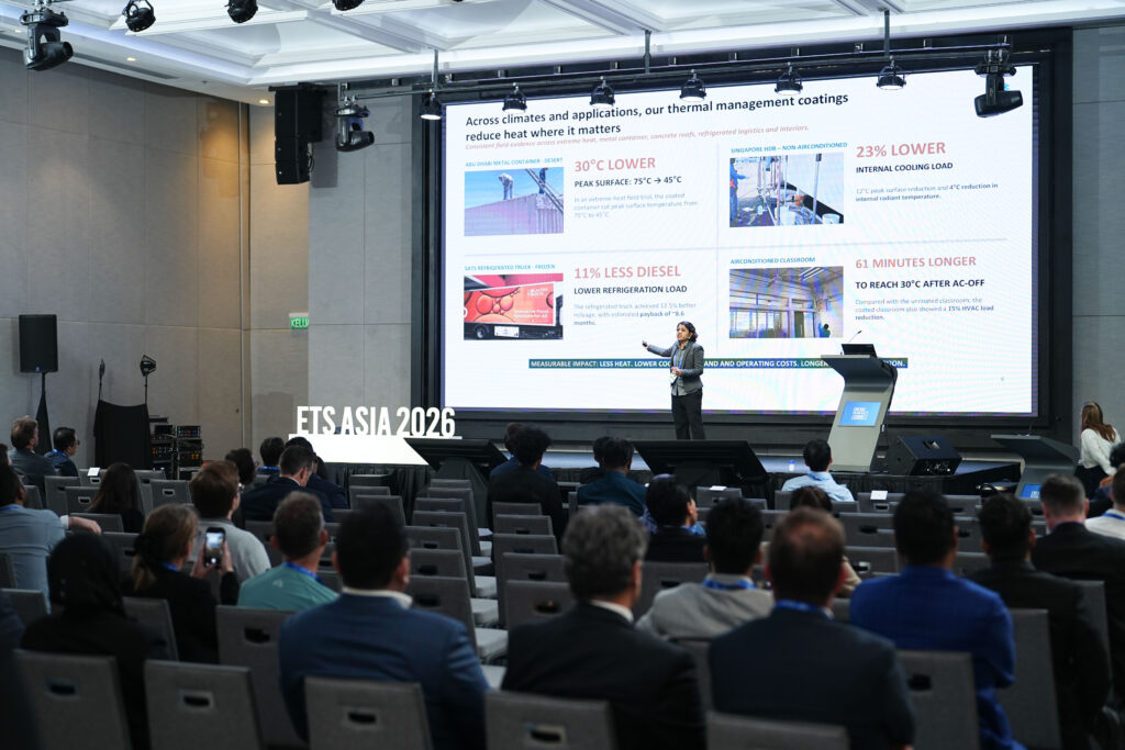 Gayathri Natarajan of Krosslinker pitching for the Climate X Wild Card track at Energy Tech Challengers Asia 2026
