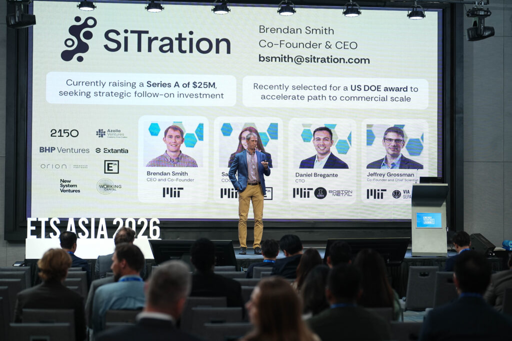 Brendan Smith of SiTration receiving the Energy Tech Challengers Asia 2026 overall winner award